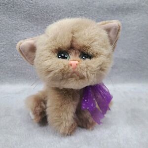 Vtg Tyco Plush 1992 Kitty Kitty Kittens Siamese Cat Purring Rattle Purple Ribbon